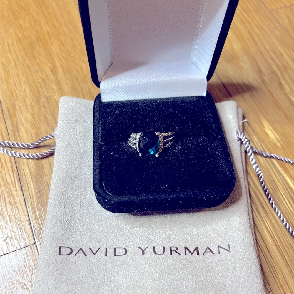 David Yurman 10x8 Hampton Blue Topaz Ring Petite Wheaton